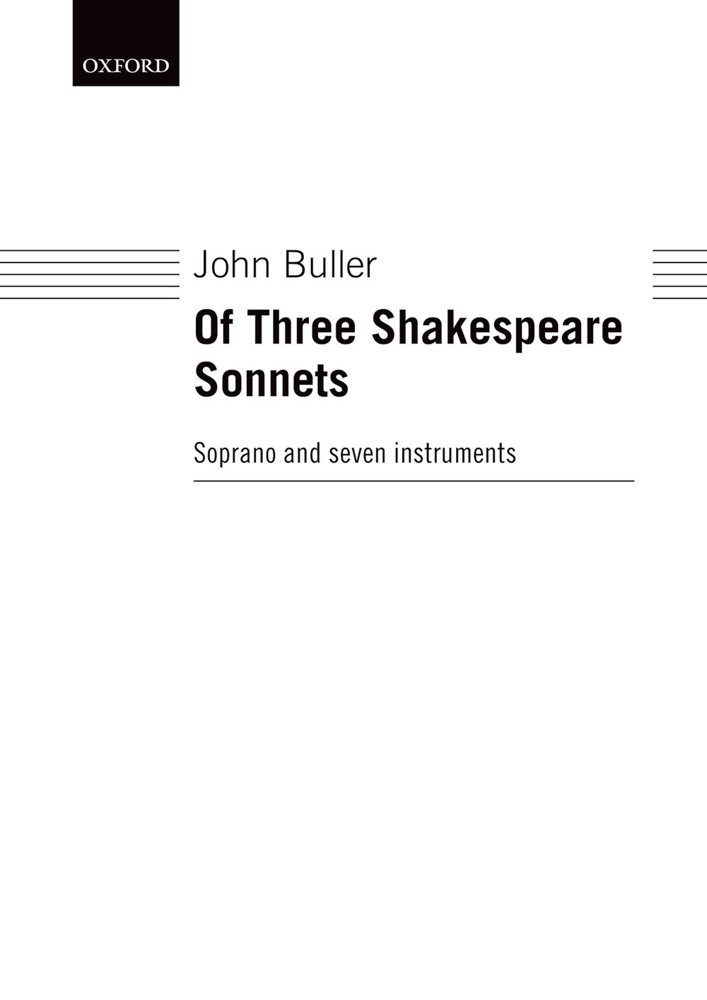 John Buller: Of Three Shakespeare Sonnets: Voice: Score