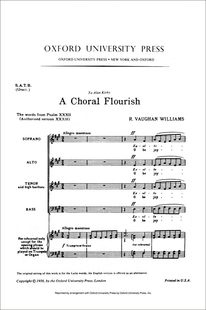 Ralph Vaughan Williams: A Choral Flourish: Mixed Choir: Vocal Score