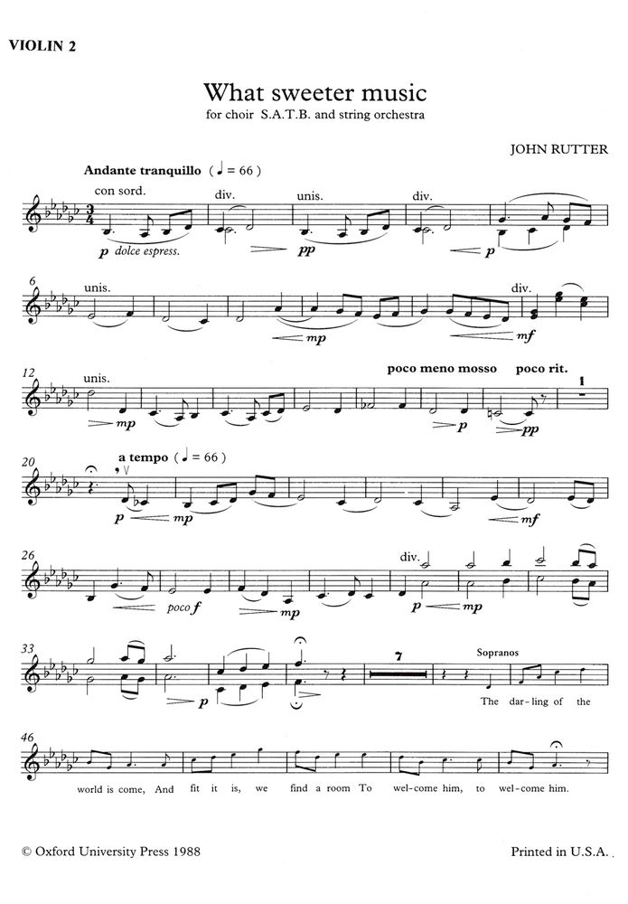 John Rutter: What Sweeter Music: Mixed Choir: Part