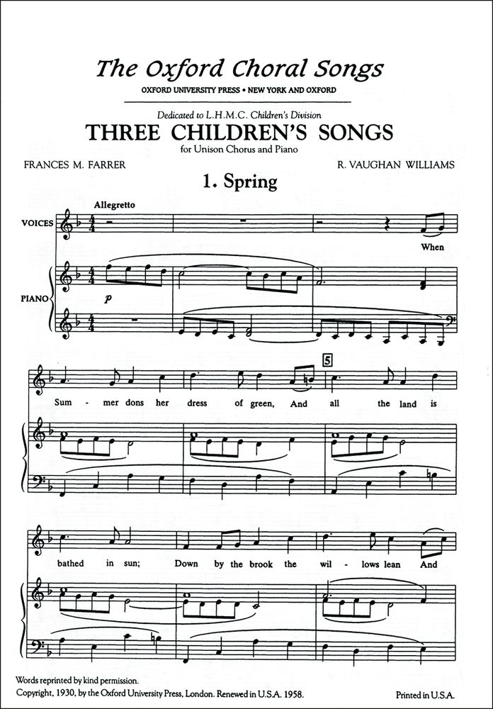 Ralph Vaughan Williams: Spring: Mixed Choir: Vocal Work