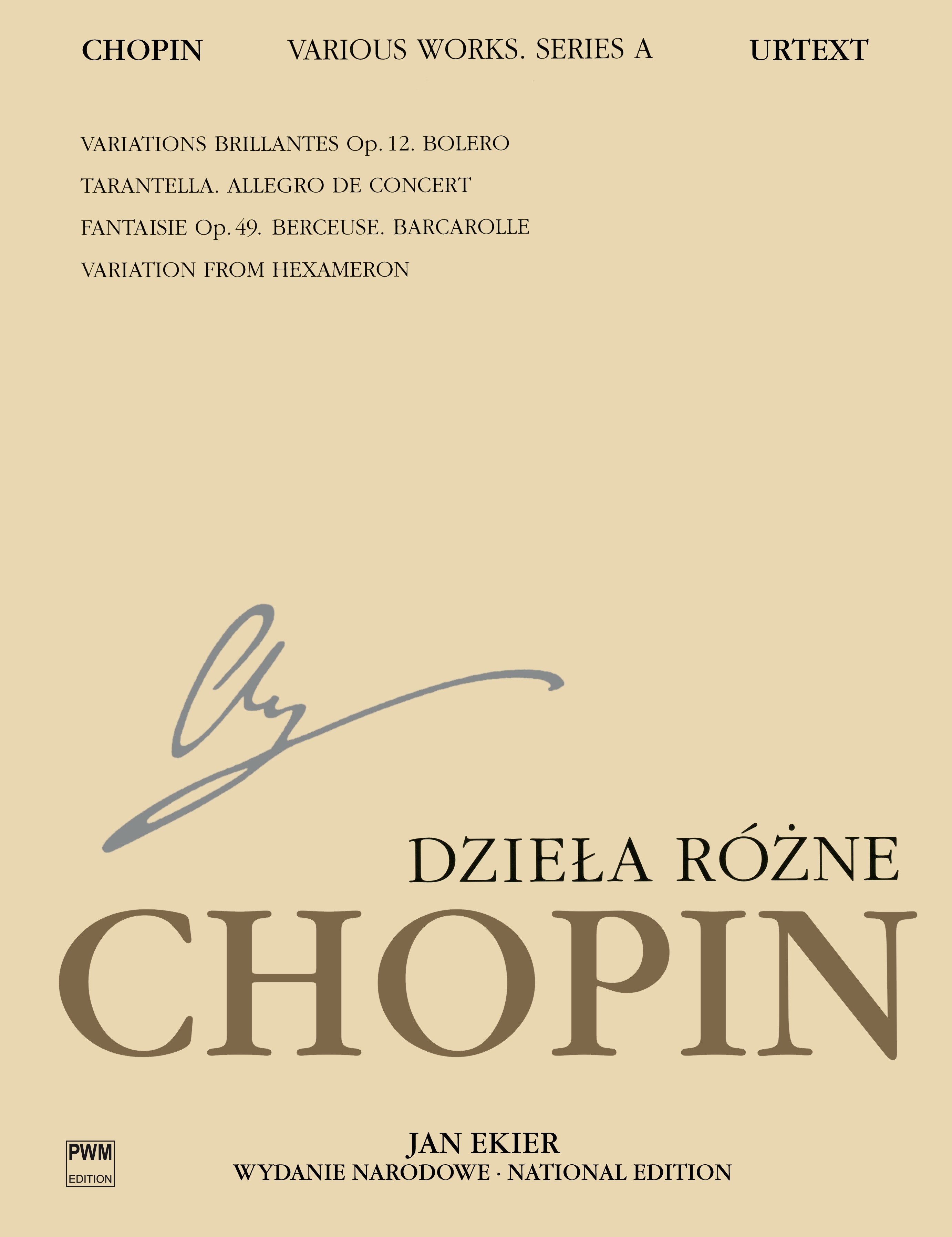 Frdric Chopin: National Edition 12A  Various works Volume XII: Piano: