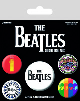 Official Badge Set 5 Pack The Beatles Black: Clothing