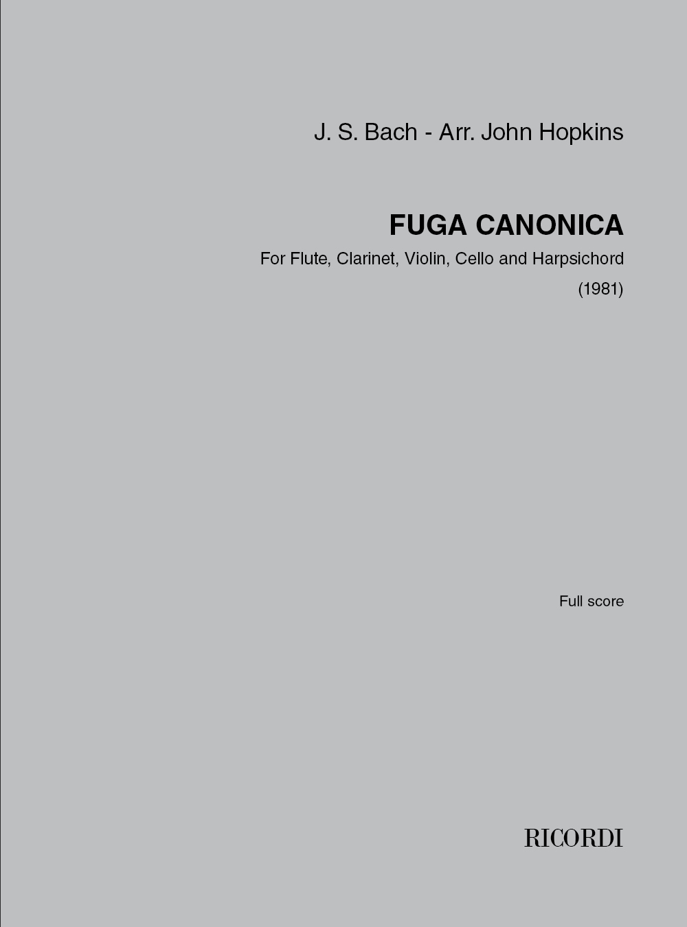 John Hopkins: Fuga Canonica: Ensemble: Score
