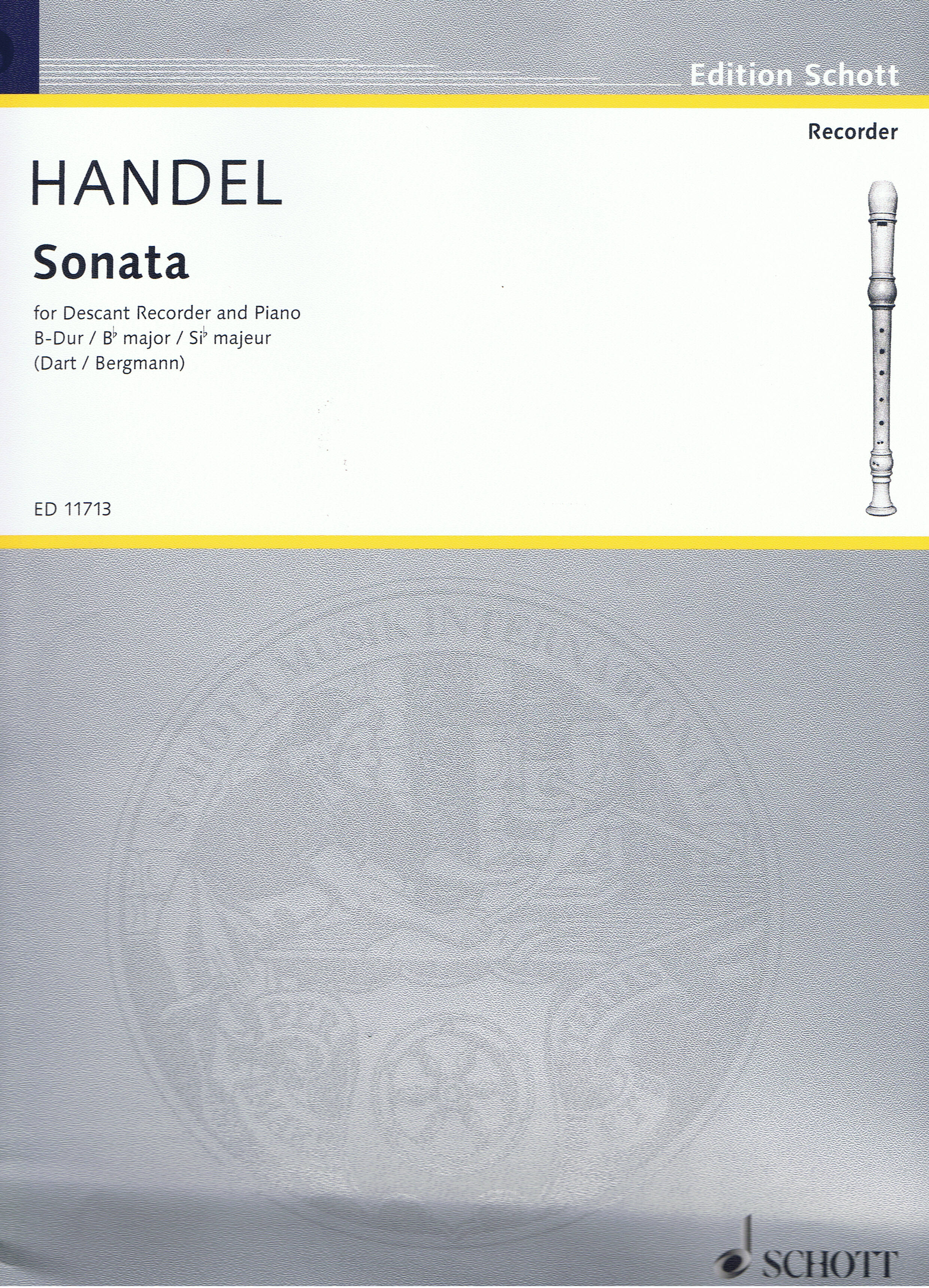 Georg Friedrich Hndel: Sonata in B flat major: Descant Recorder: Score and