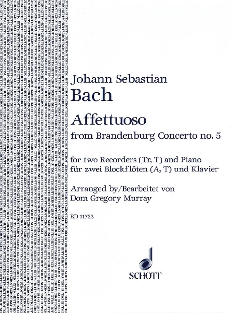 Johann Sebastian Bach: Affettuoso from Brandenburg 5: Treble Recorder: