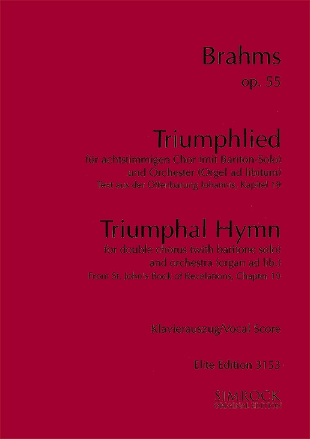 Triumphal Hymn op. 55: Mixed Choir