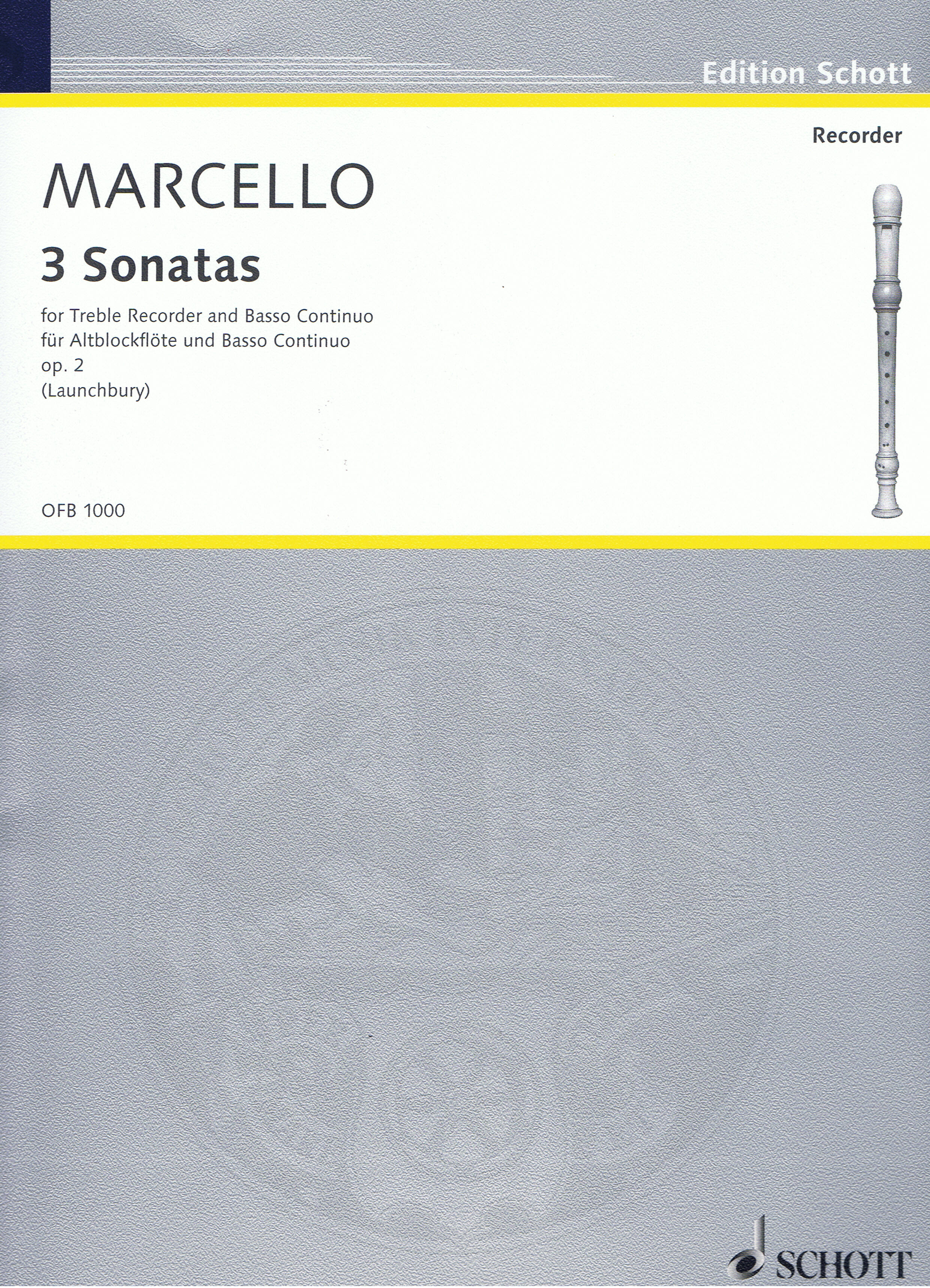Benedetto Marcello: Sonaten(3) Op.2: Treble Recorder: Score and Parts