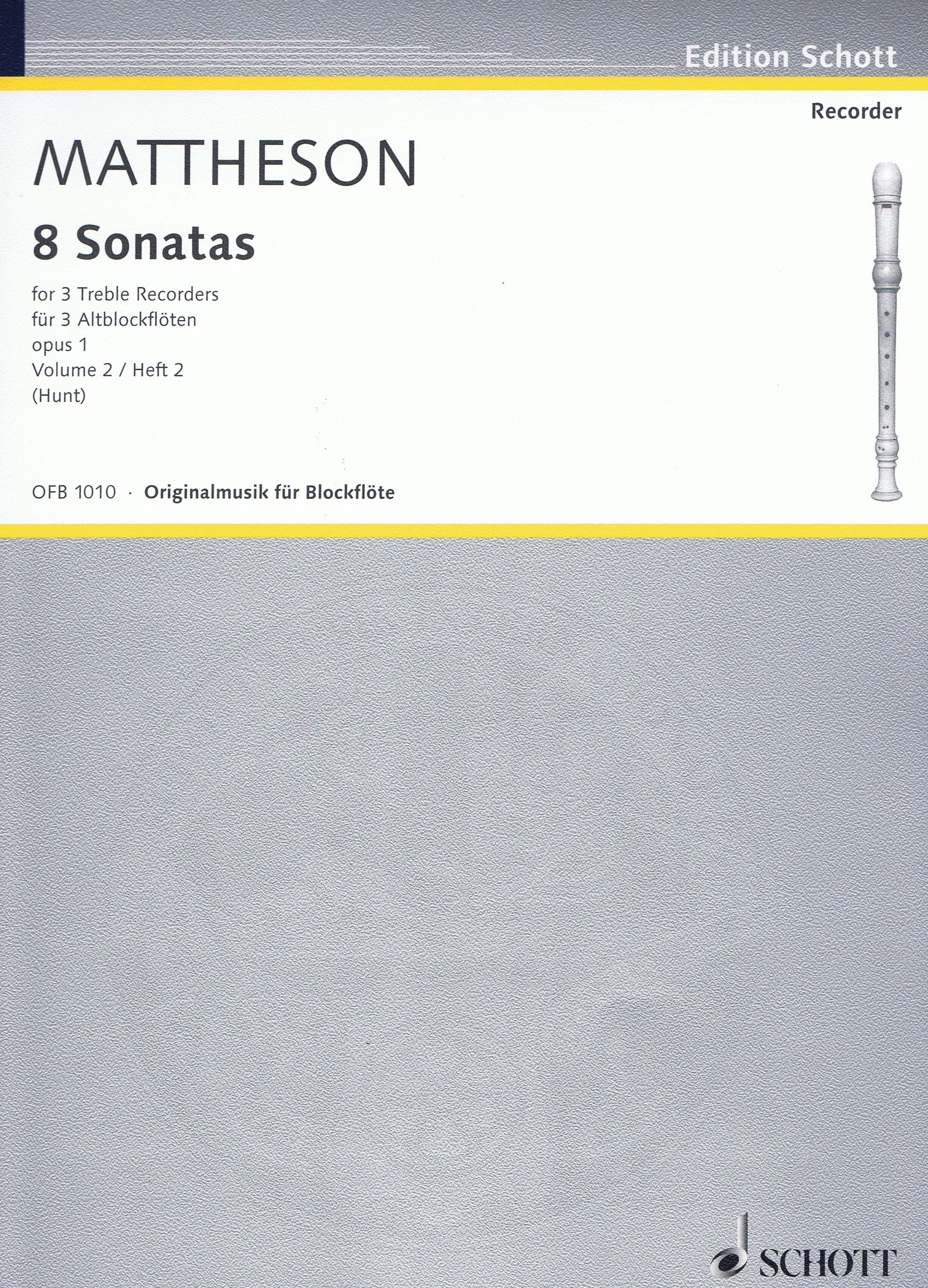 Johann Mattheson: Sonaten(8) 2 Opus 1: Recorder Ensemble: Score and Parts