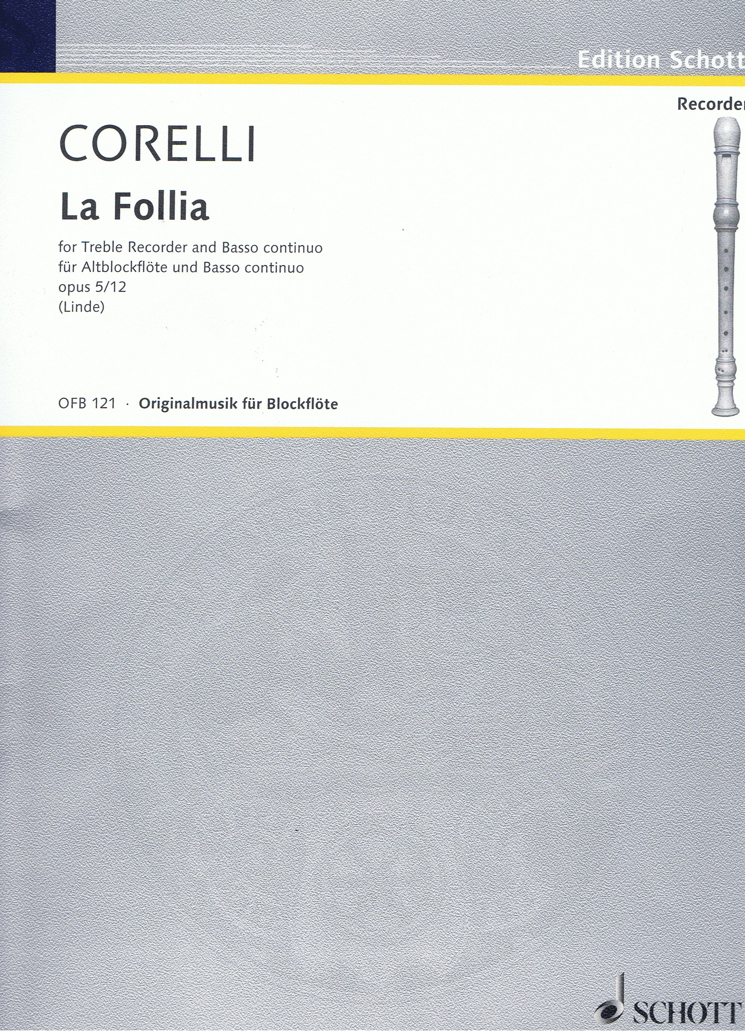 Arcangelo Corelli: Folia: Treble Recorder: Score and Parts