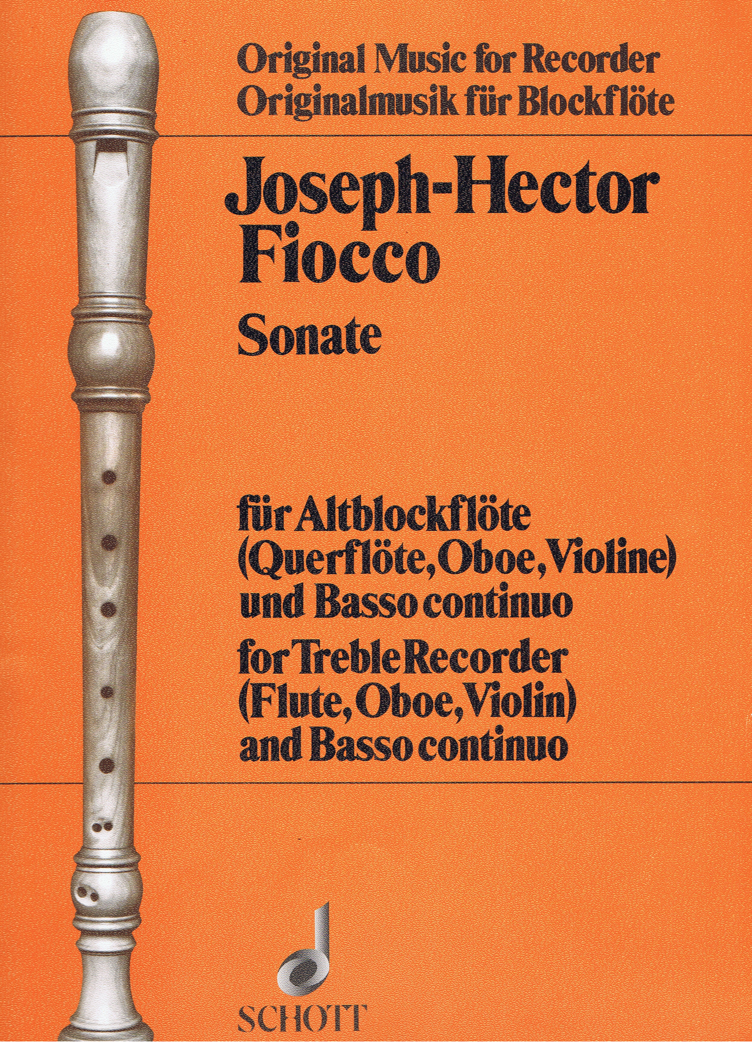 Joseph-Hector Fiocco: Sonate G: Treble Recorder: Score and Parts