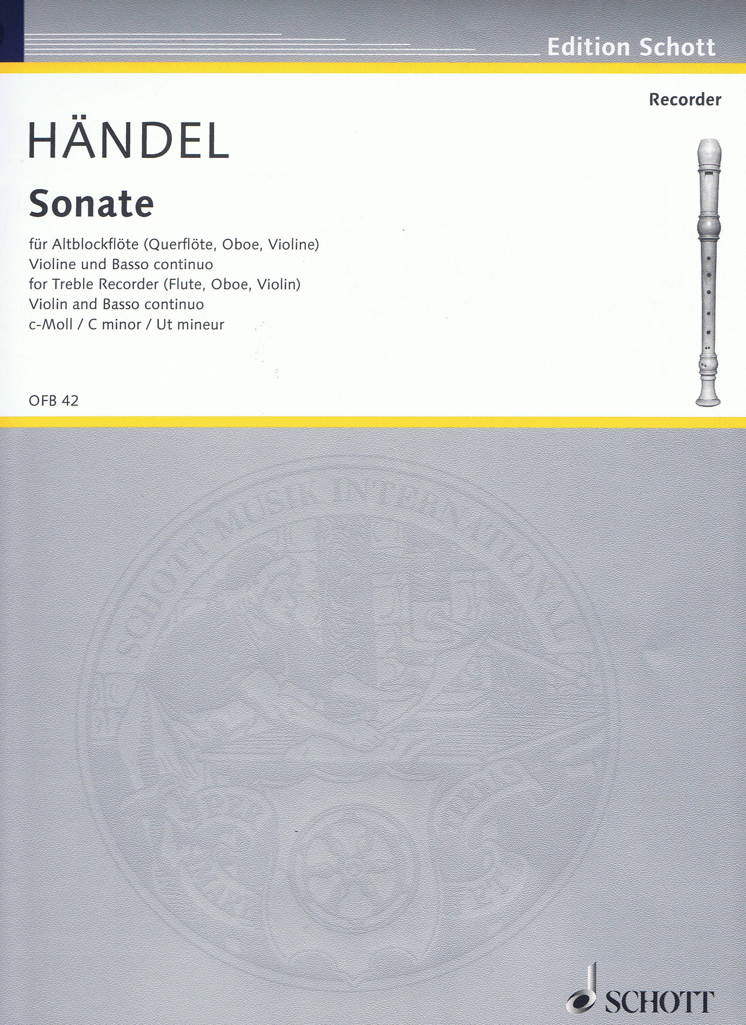 Georg Friedrich Hndel: Sonate C: Treble Recorder: Score and Parts