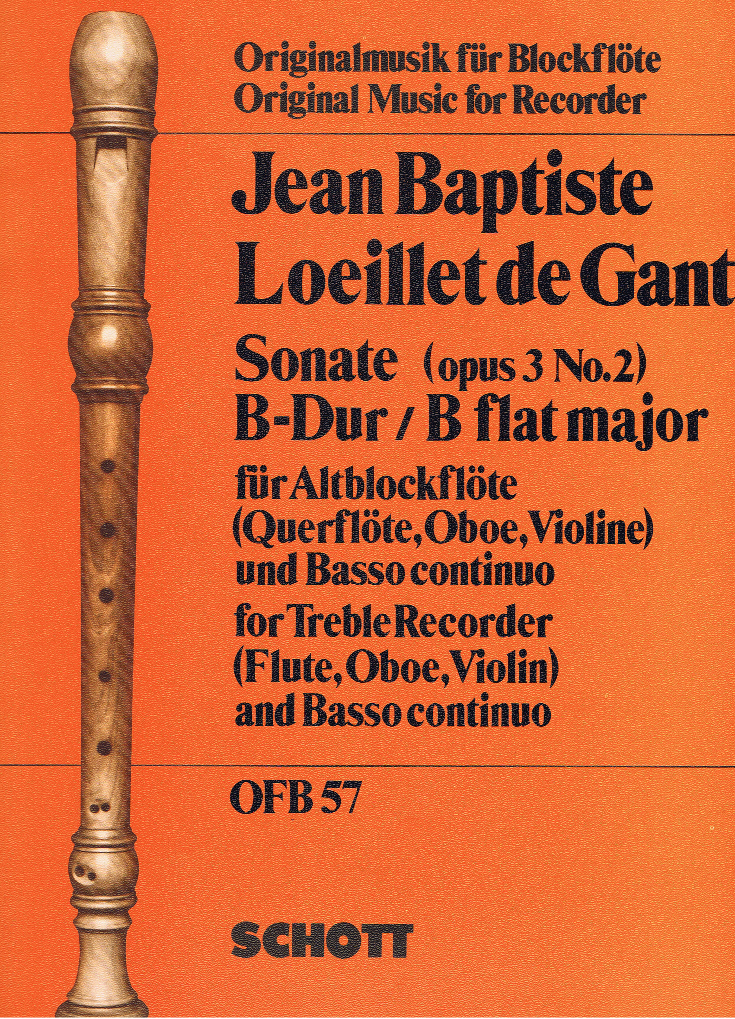 Jean-Baptiste Loeillet: Sonate B Op.3/2: Treble Recorder: Score and Parts