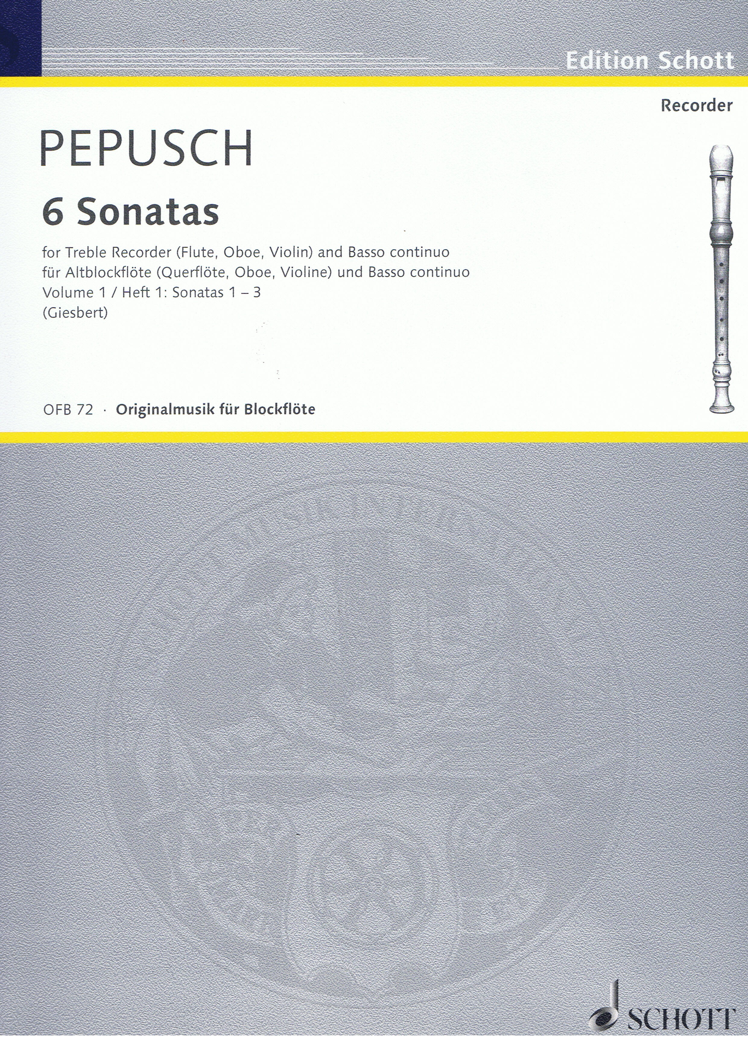 Johann Christoph Pepusch: Sonaten(6) 1: Treble Recorder: Score and Parts