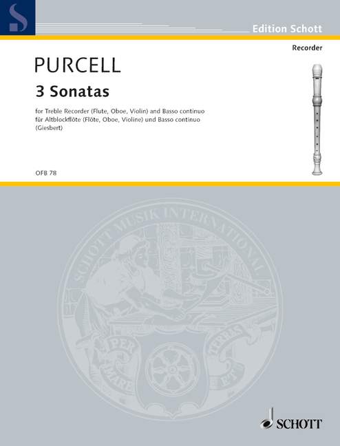 Henry Purcell: 3 Sonaten: Treble Recorder: Score and Parts