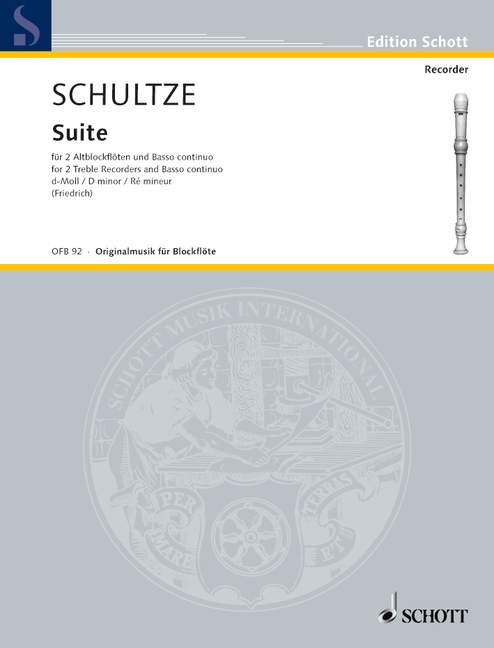 Johann Christoph Schultze: Suite: Recorder Ensemble: Score and Parts