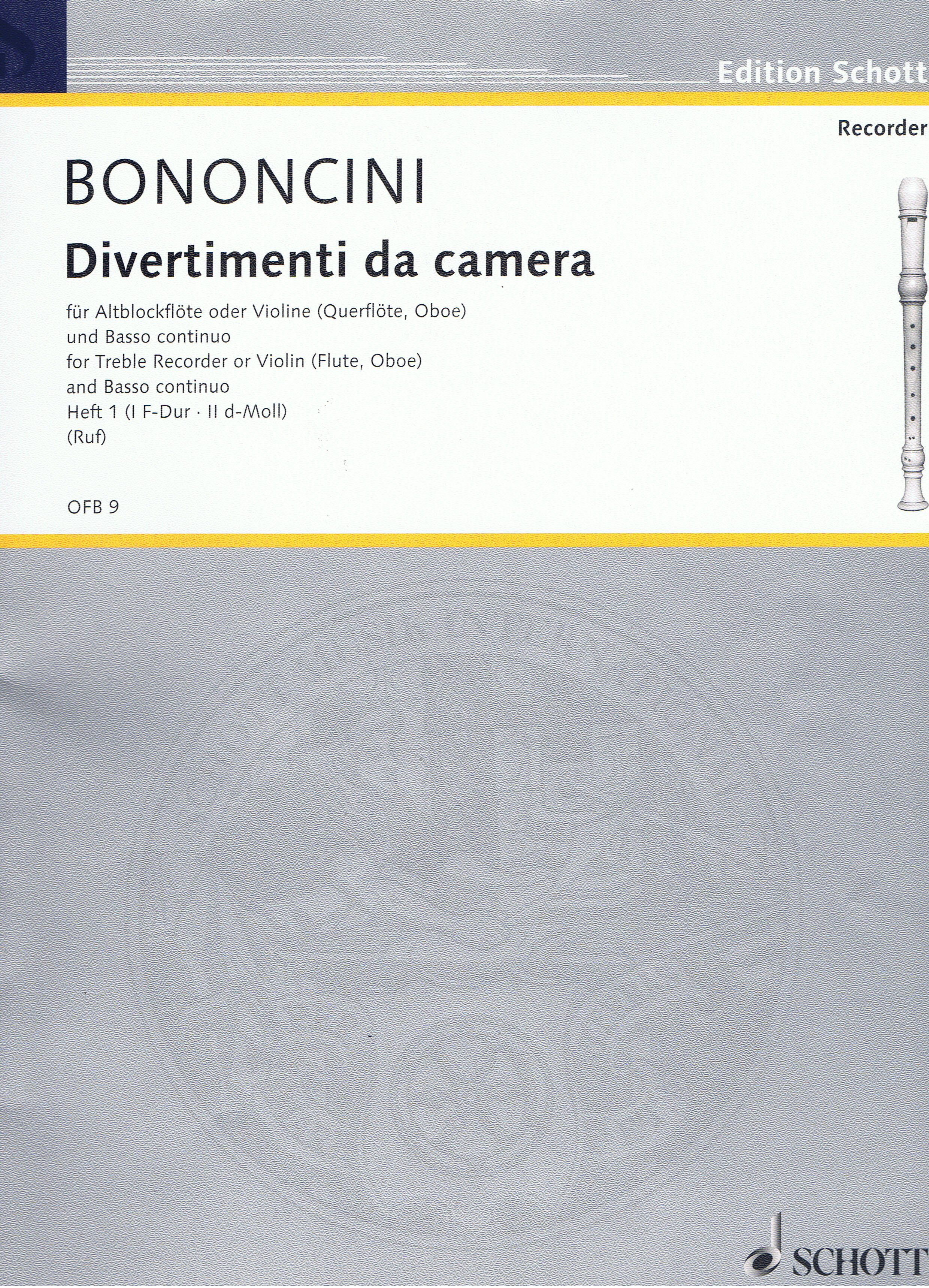 Giovanni Battista Bononcini: Divertimenti Da Camera 1: Treble Recorder: Score