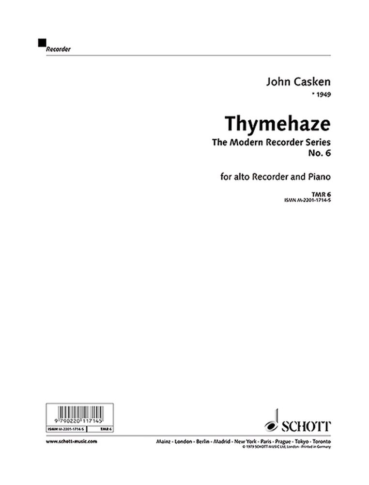 Casken: Thymehaze: Treble Recorder: Instrumental Work