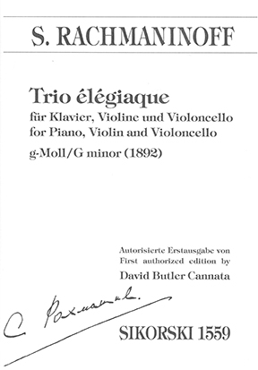 Sergei Rachmaninov: Trio Elegiaque In G Minor: Chamber Ensemble: Instrumental