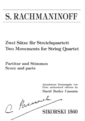 Sergei Rachmaninov: Two Movements For String Quartet: String Quartet: Score and