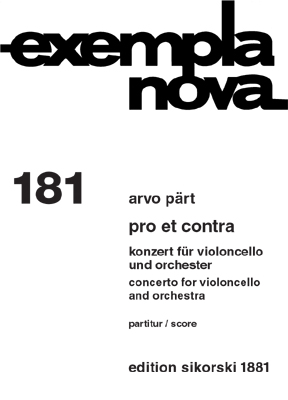 Arvo P�rt: Pro et contra: Cello: Score