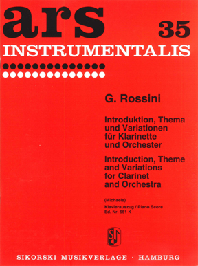 Gioachino Rossini: Introduction  Theme and Variations - Piano Score: Clarinet: