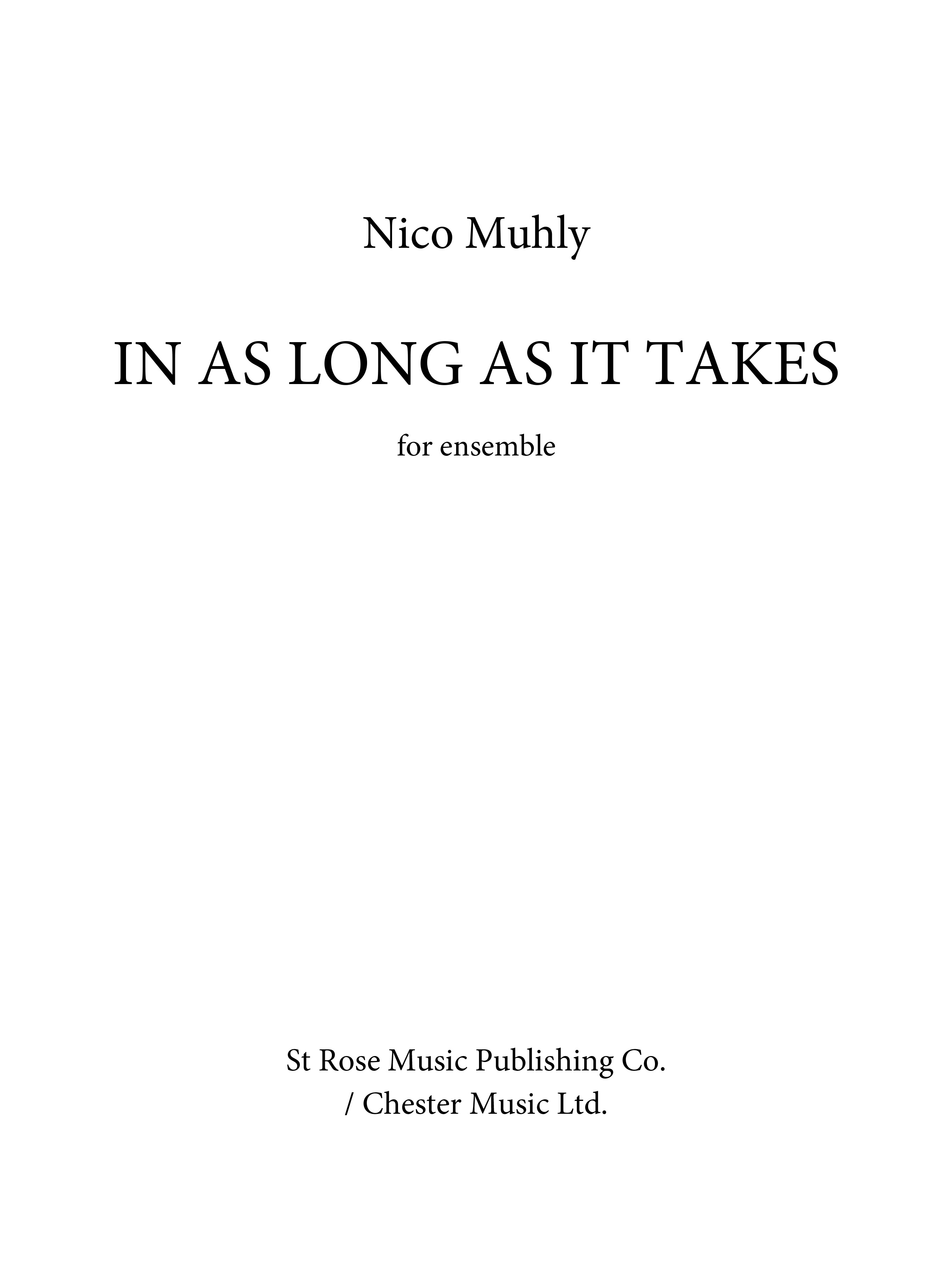 Nico Muhly: In As Long As It Takes: Ensemble: Score