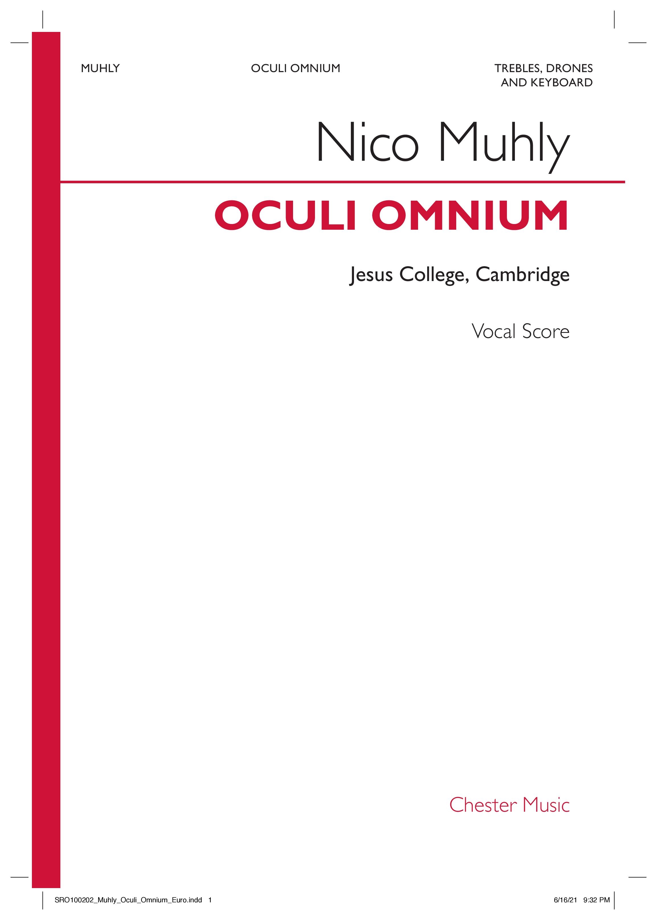 Nico Muhly: Oculi Omnium (Jesus College): Mixed Choir and Accomp.: Choral Score