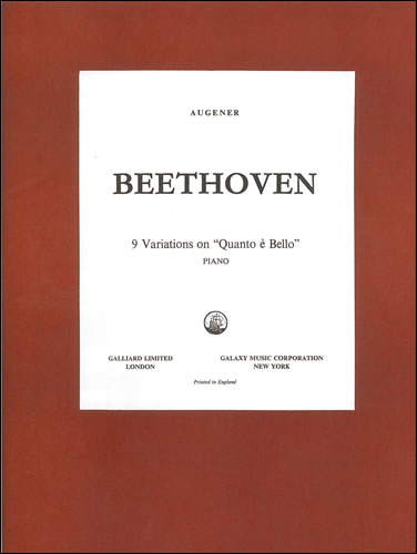 Ludwig van Beethoven: 9 Variations On Quante Pi Bello: Piano