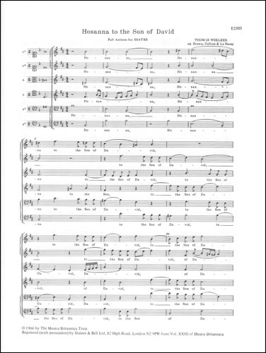 Hosanna To The Son Of David: SATB: Vocal Score