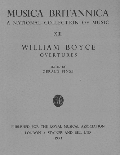 William Boyce: Overtures for Orchestra: Orchestra: Score