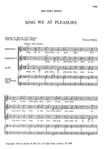 Sing We At Pleasure: SSA: Vocal Score