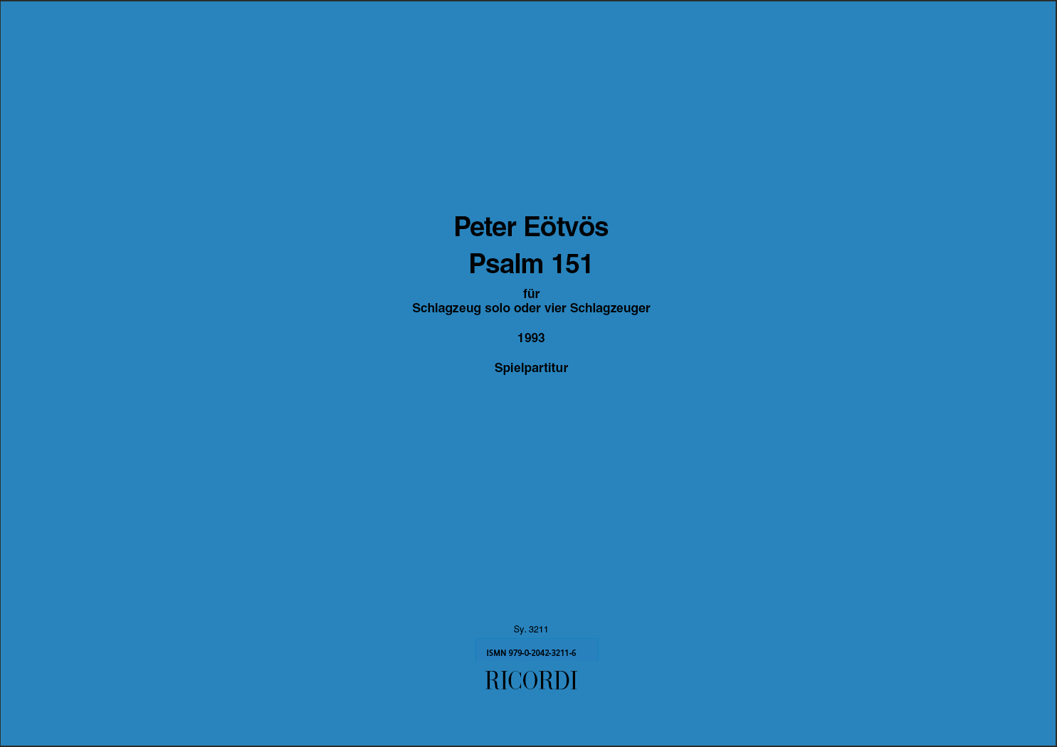 Péter Eötvös: Psalm 151: Percussion: Instrumental Work