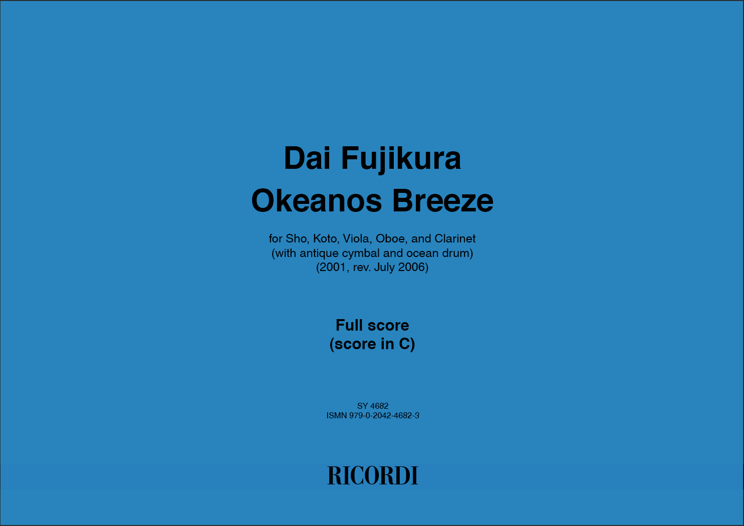 Dai Fujikura: Okeanos Breeze: Ensemble: Instrumental Work