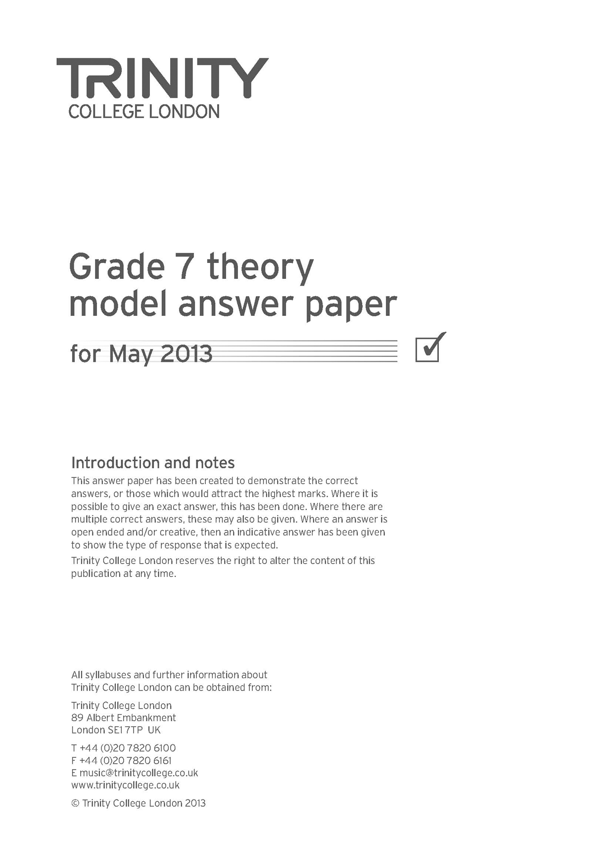 Theory Model Answers 2013 - Grade 7: Theory