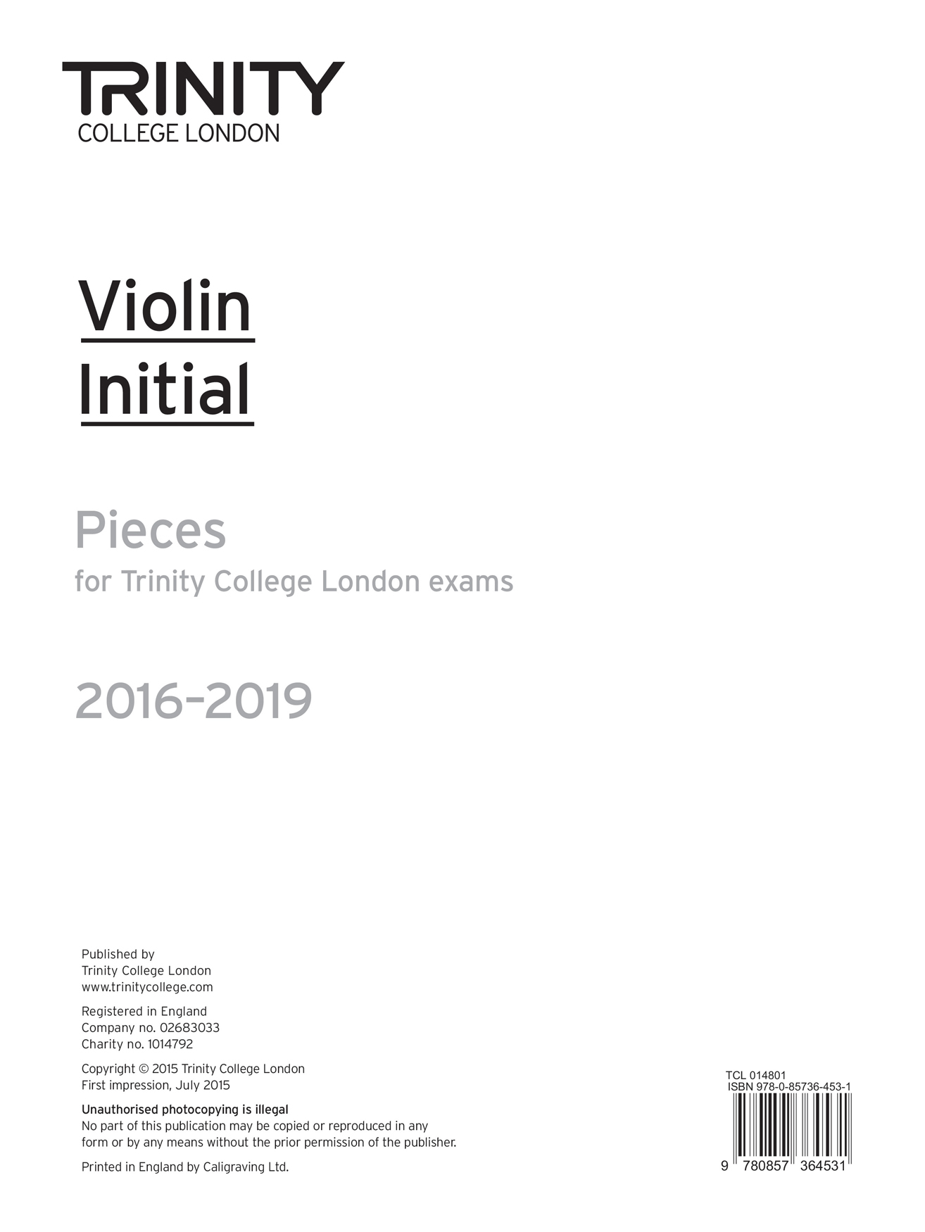 Violin Exam Pieces - Initial: Violin: Parts