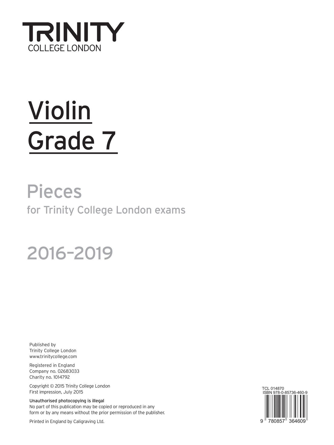 Violin Exam Pieces - Grade 7: Violin: Parts