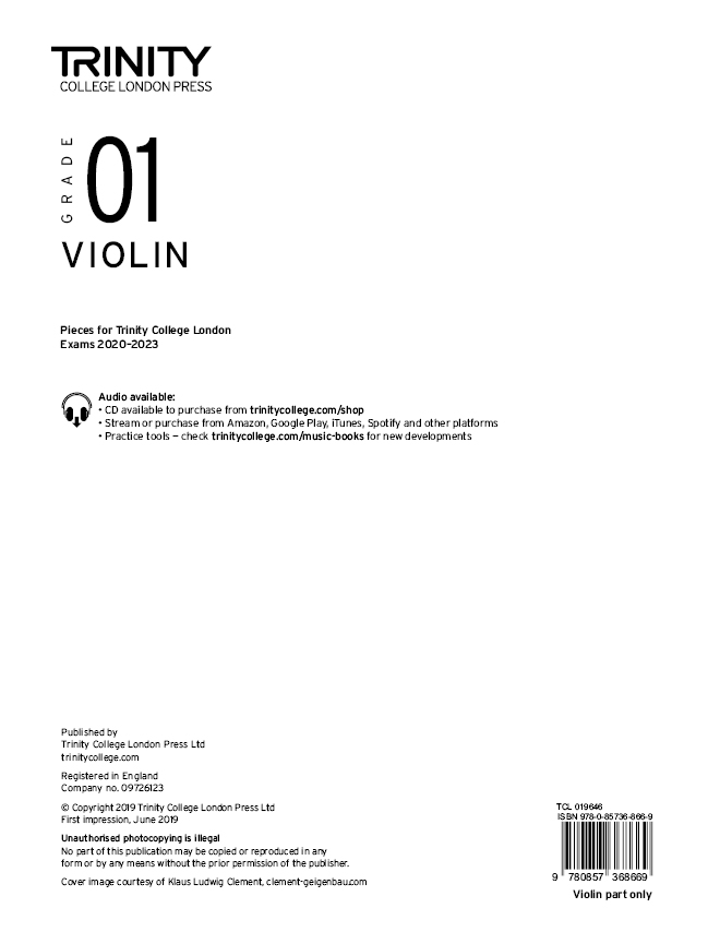 Violin 2020-2023. Grade 1 Part: Violin: Part