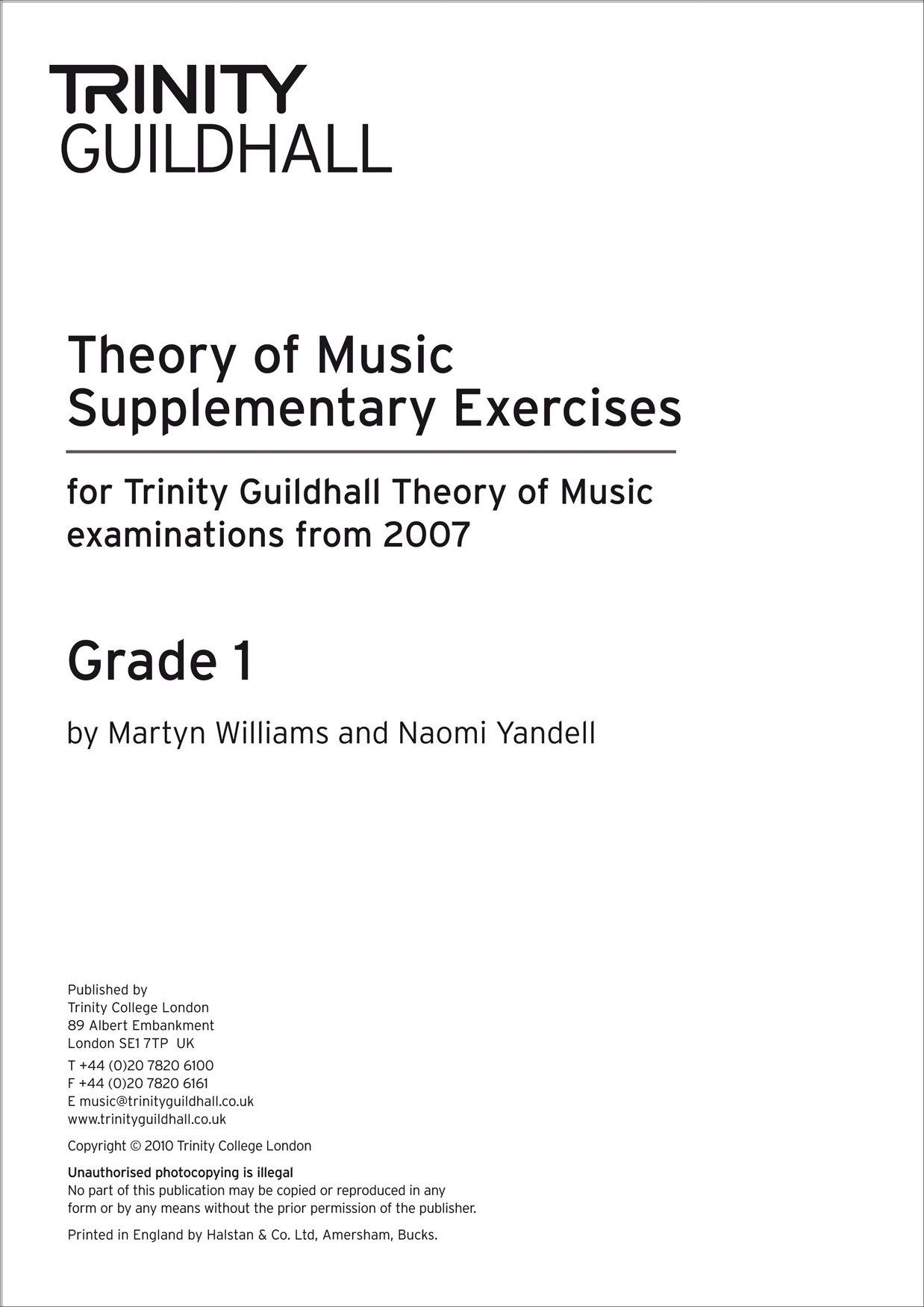 Theory Supplementary Exercises Grade 1: Theory