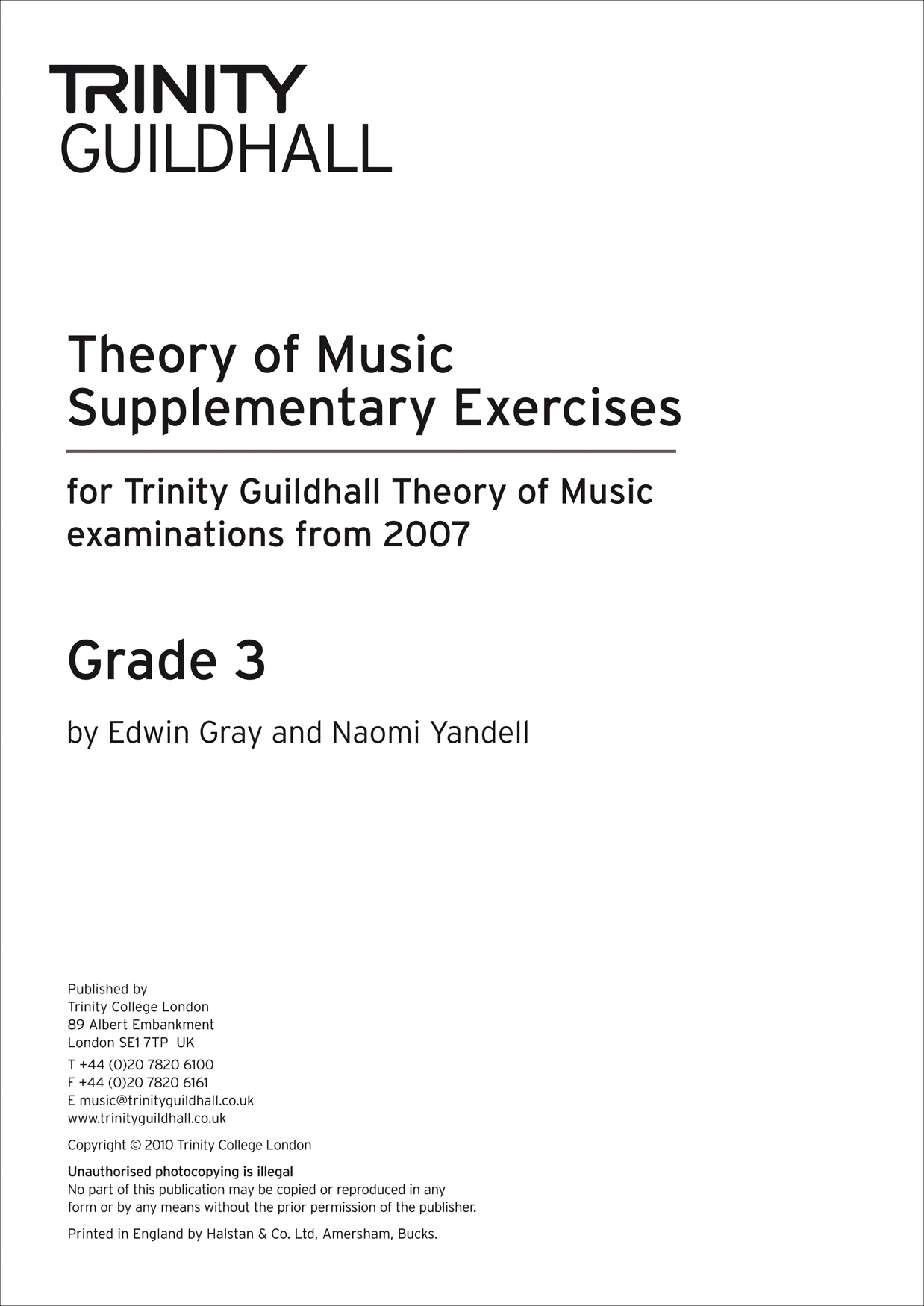 Theory Supplementary Exercises - Grade 3: Theory