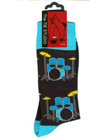 Blue & Yellow Drumkit Socks - (Size 6-11): Clothing