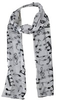 Music Scarf White Background Black Musical Notes: Clothing