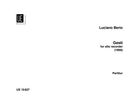 Luciano Berio: Gesti: Treble Recorder: Instrumental Work