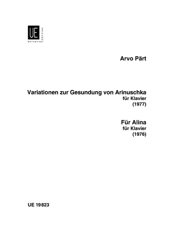 Arvo Pärt: For Alina: Piano: Instrumental Work