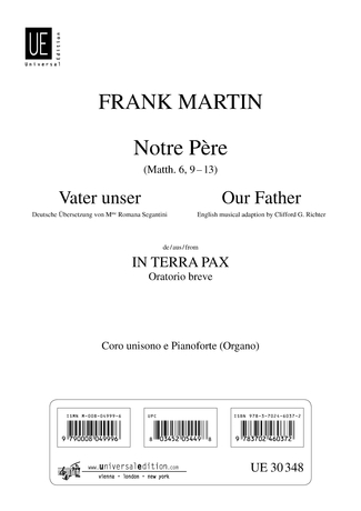 Frank Martin: Notre Pre: SATB: Vocal Score