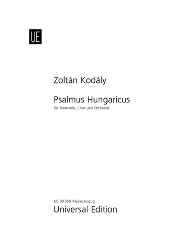 Zoltán Kodály: Psalmus Hungaricus Op.13: SATB: Vocal Score