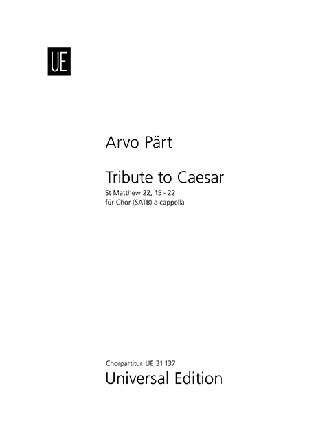 Arvo Prt: Tribute to Caesar: SATB: Vocal Score