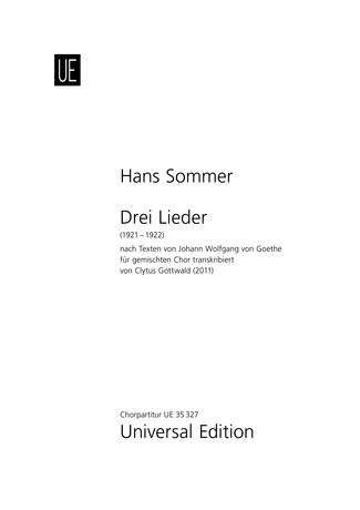 Hans Sommer: Drei Lieder: Double Choir: Vocal Score