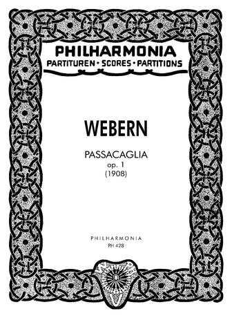 Anton Webern: Passacaglia: Orchestra: Study Score