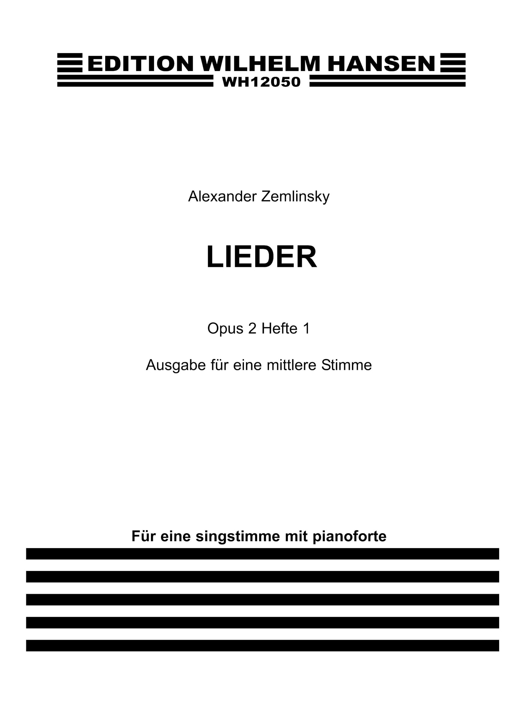 Alexander Zemlinsky: Lieder Op.2 Book 1: Medium Voice: Mixed Songbook