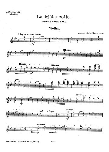 Ole Bull: La Melancolie: Violin: Instrumental Work